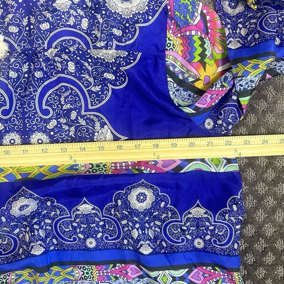 Johnny Was Medium Demarne Xyla Abstract 100% Silk Dress Pockets Colorful Boho - Picture 12 of 14